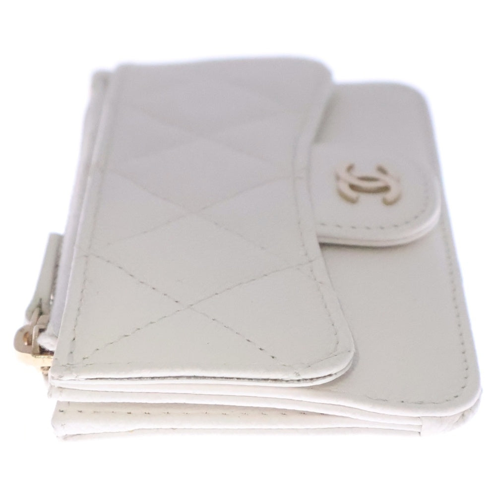 CHANEL(シャネル) フラグメントケース カードケース コインケース キャビアスキン ホワイト キャビアスキン AP0250 ゴールド金具 レディース