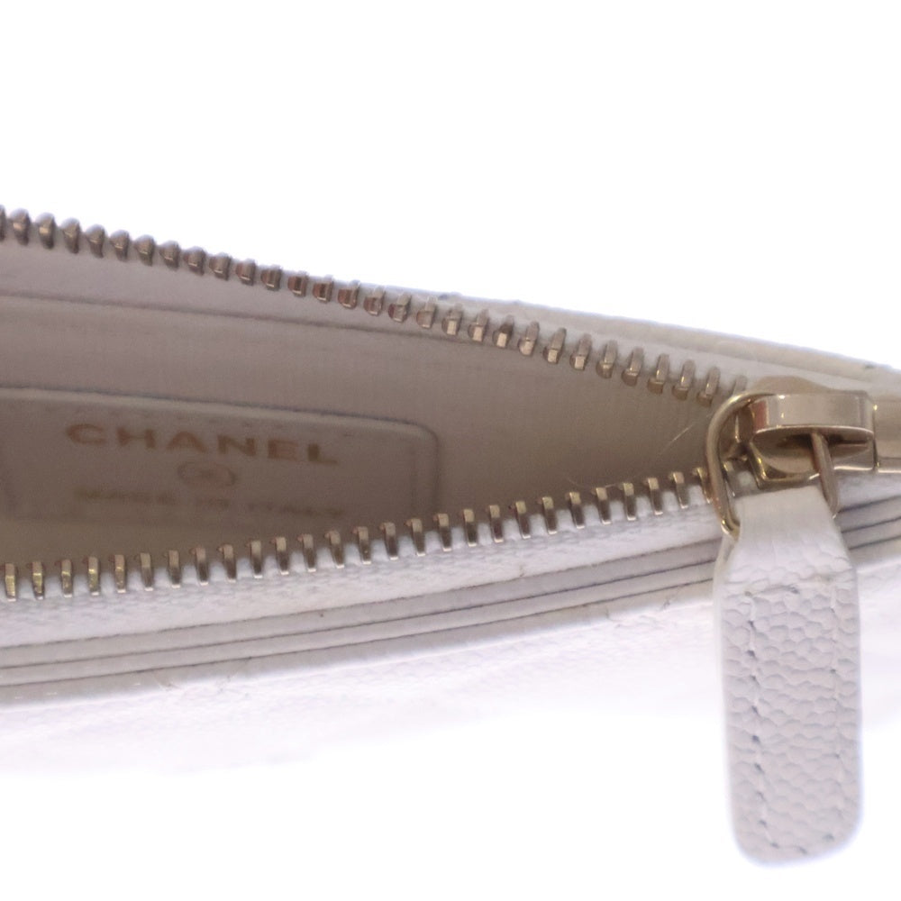 CHANEL(シャネル) フラグメントケース カードケース コインケース キャビアスキン ホワイト キャビアスキン AP0250 ゴールド金具 レディース