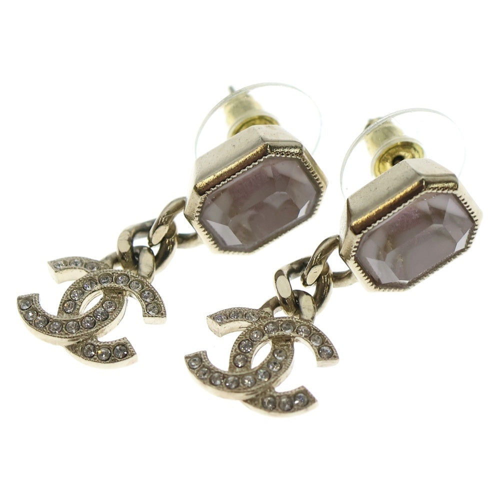 CHANEL(シャネル) ココマーク ラインストーン ピンク ゴールド ピアス AB9351