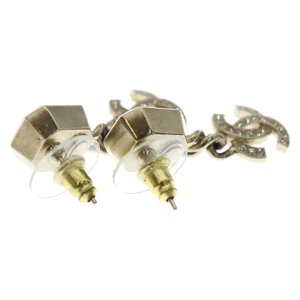 CHANEL(シャネル) ココマーク ラインストーン ピンク ゴールド ピアス AB9351