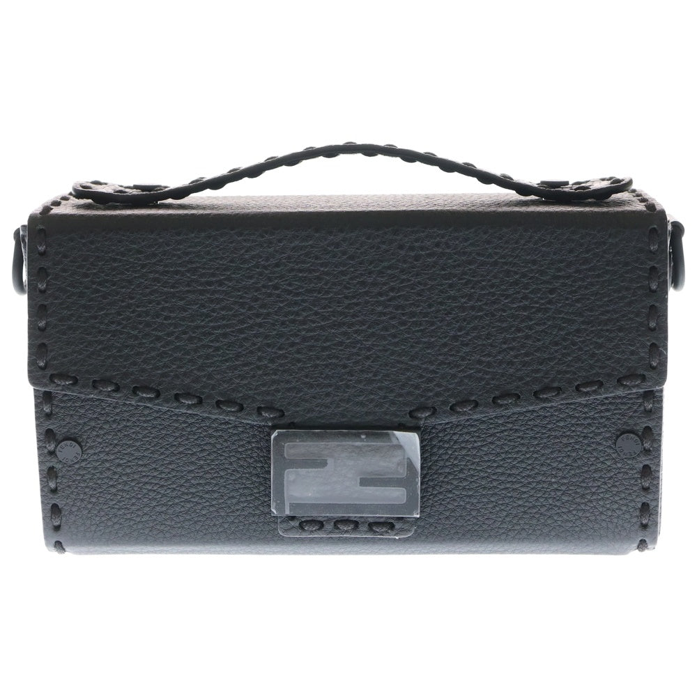 FENDI(フェンディ) FF セレリア ソフトトランクバゲット 2WAY レザーハンドバッグ ショルダーバッグ ブラック 7VA565 レディース