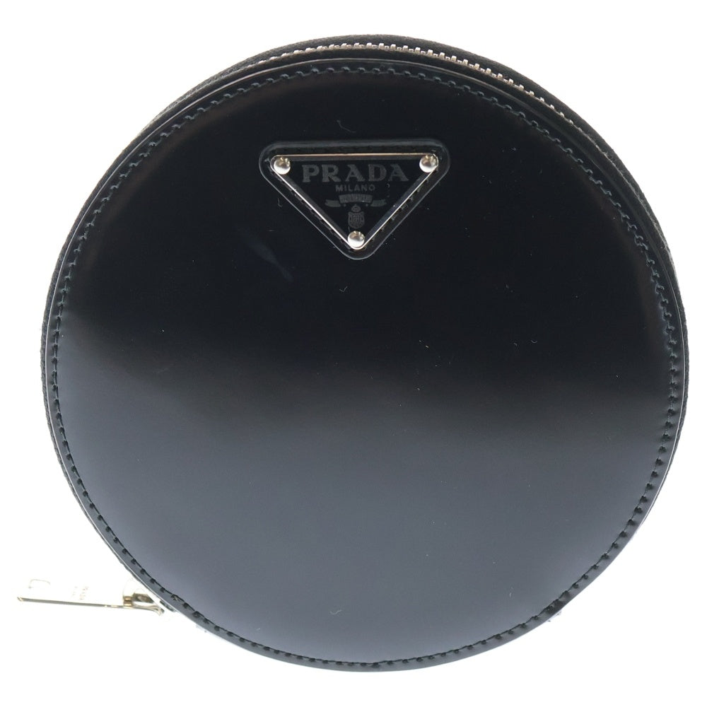 PRADA(プラダ) ブラッシュドレザー ミニポーチ チェーンバッグ ショルダーバッグ ミニバッグ ブラック レザー 1NR003 シルバー金具 レディース