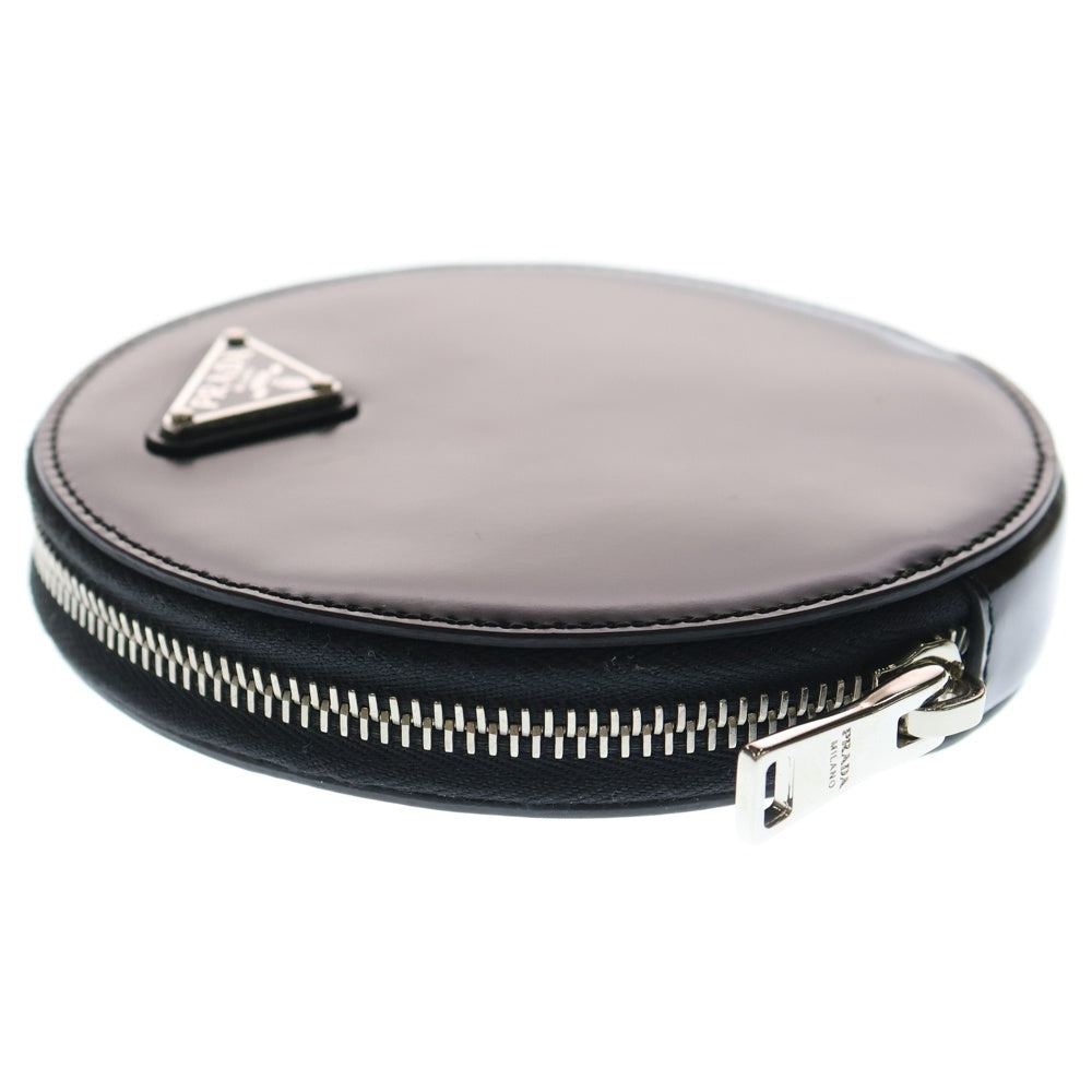 PRADA(プラダ) ブラッシュドレザー ミニポーチ チェーンバッグ ショルダーバッグ ミニバッグ ブラック レザー 1NR003 シルバー金具 レディース