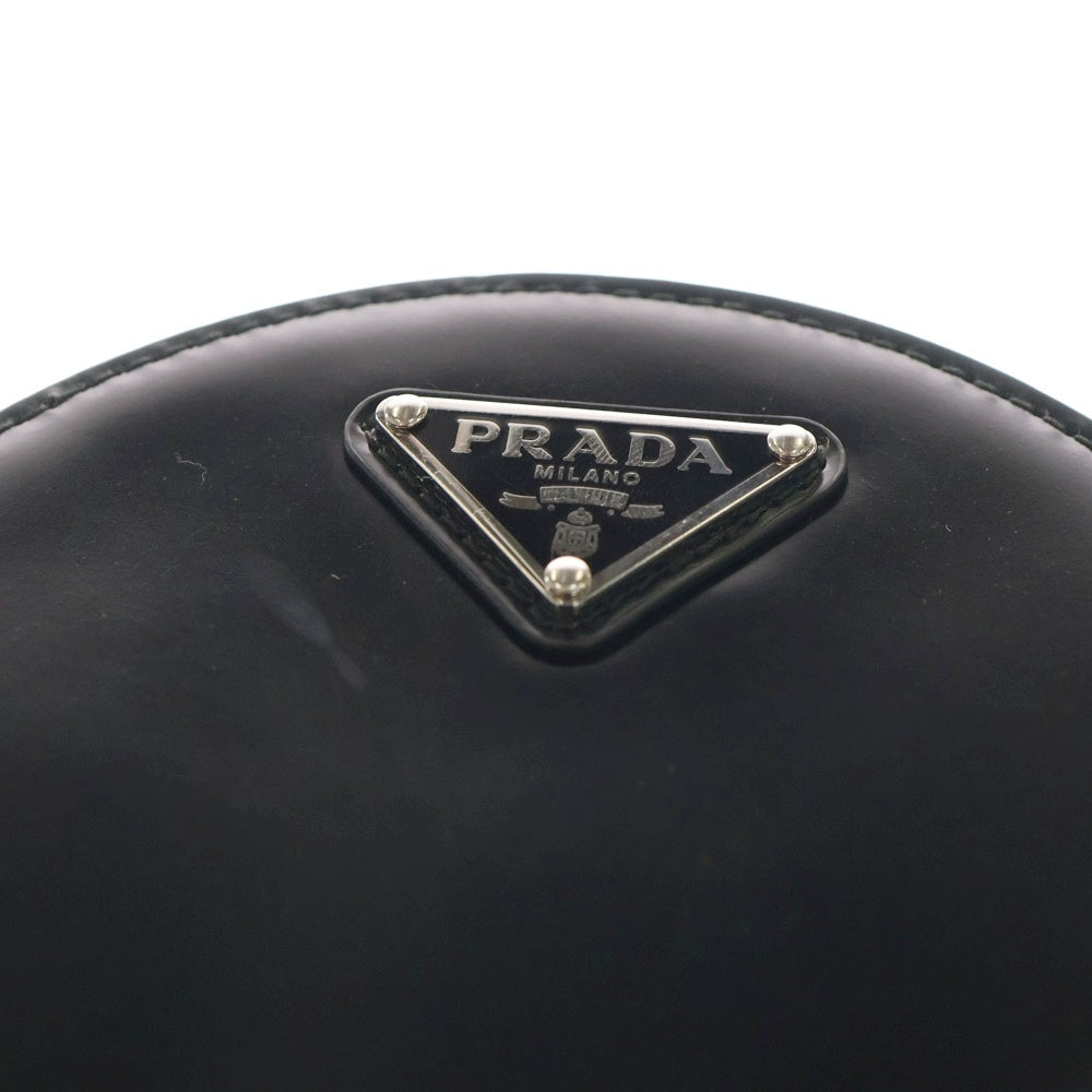 PRADA(プラダ) ブラッシュドレザー ミニポーチ チェーンバッグ ショルダーバッグ ミニバッグ ブラック レザー 1NR003 シルバー金具 レディース