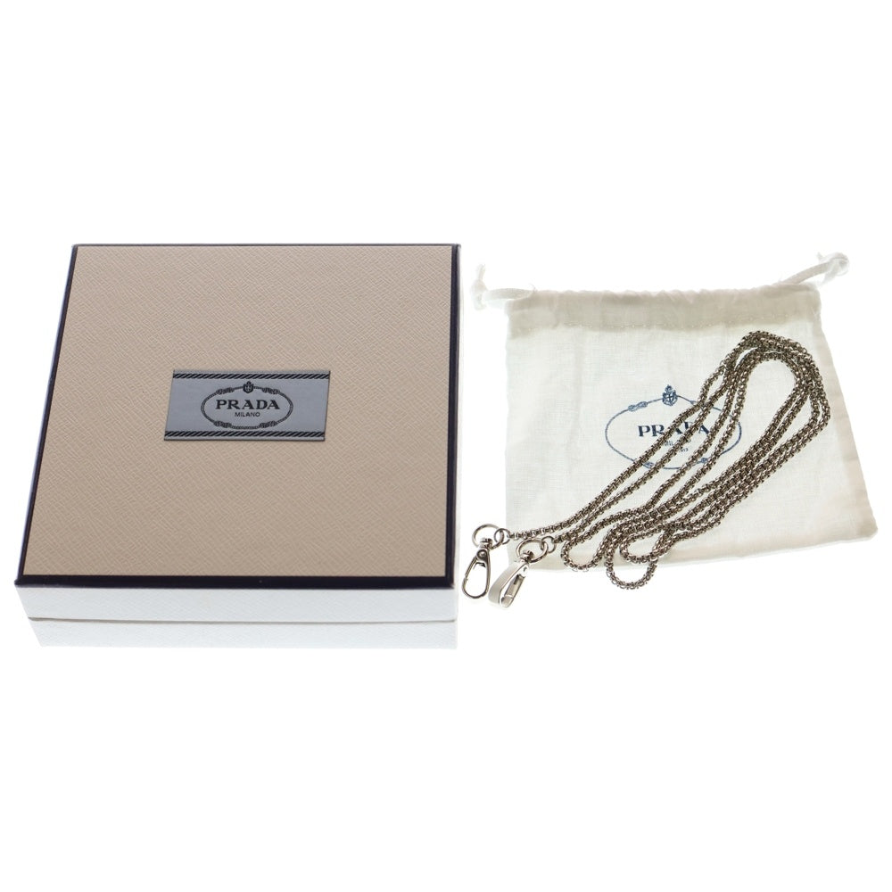 PRADA(プラダ) ブラッシュドレザー ミニポーチ チェーンバッグ ショルダーバッグ ミニバッグ ブラック レザー 1NR003 シルバー金具 レディース