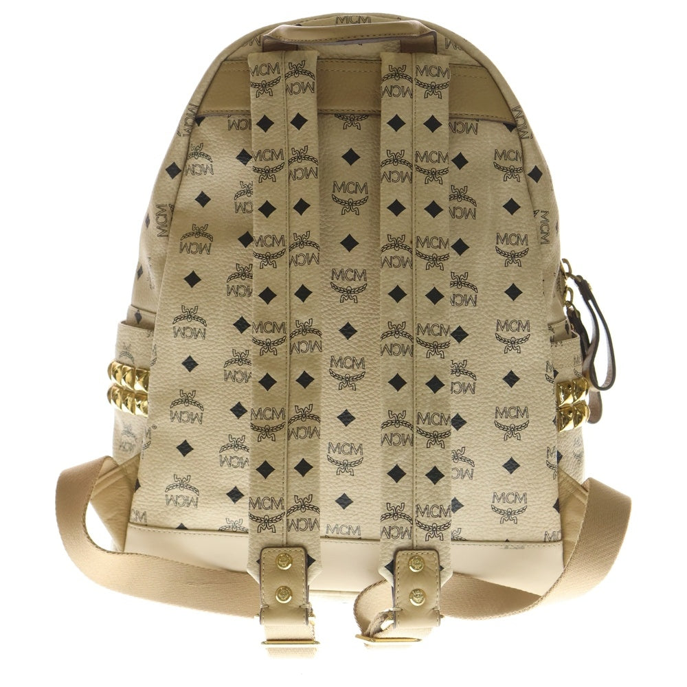 MCM(エム シー エム) ヴィセトス ロゴグラム バックパック リュックサック スタッズ PVC レザー ベージュ