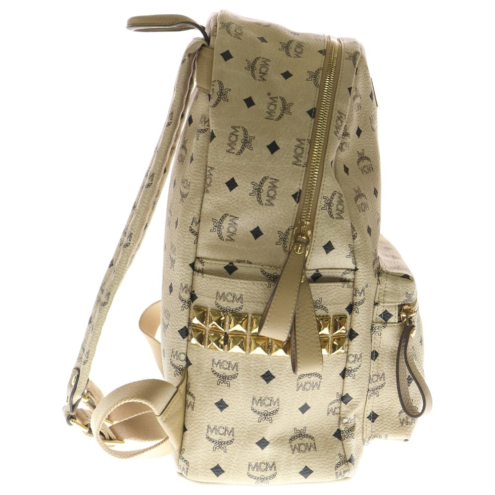 MCM(エム シー エム) ヴィセトス ロゴグラム バックパック リュックサック スタッズ PVC レザー ベージュ
