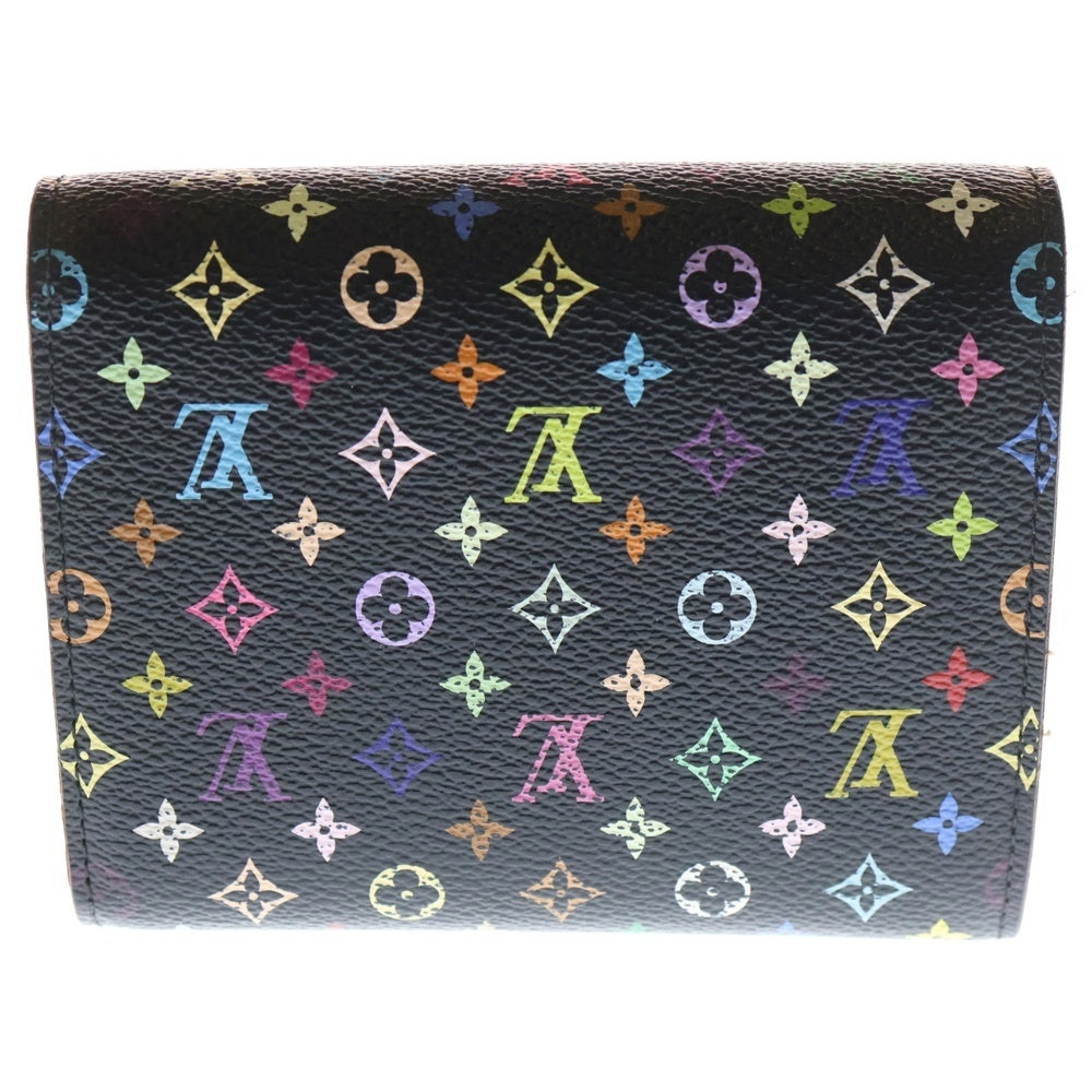 LOUIS VUITTON(ルイヴィトン) モノグラムマルチカラー ポルトフォイユ・ジョイ コンパクトウォレット 三つ折り財布 ブラック レザー×PVC M60282 ゴールド金具 レディース