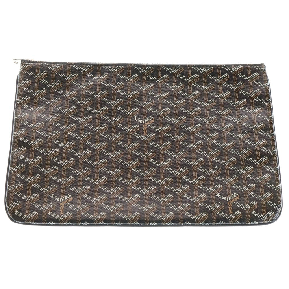 GOYARD(ゴヤール) セナMM PVC コーティングキャンバス クラッチ セカンドバッグ シルバー金具 ブラウン レディース