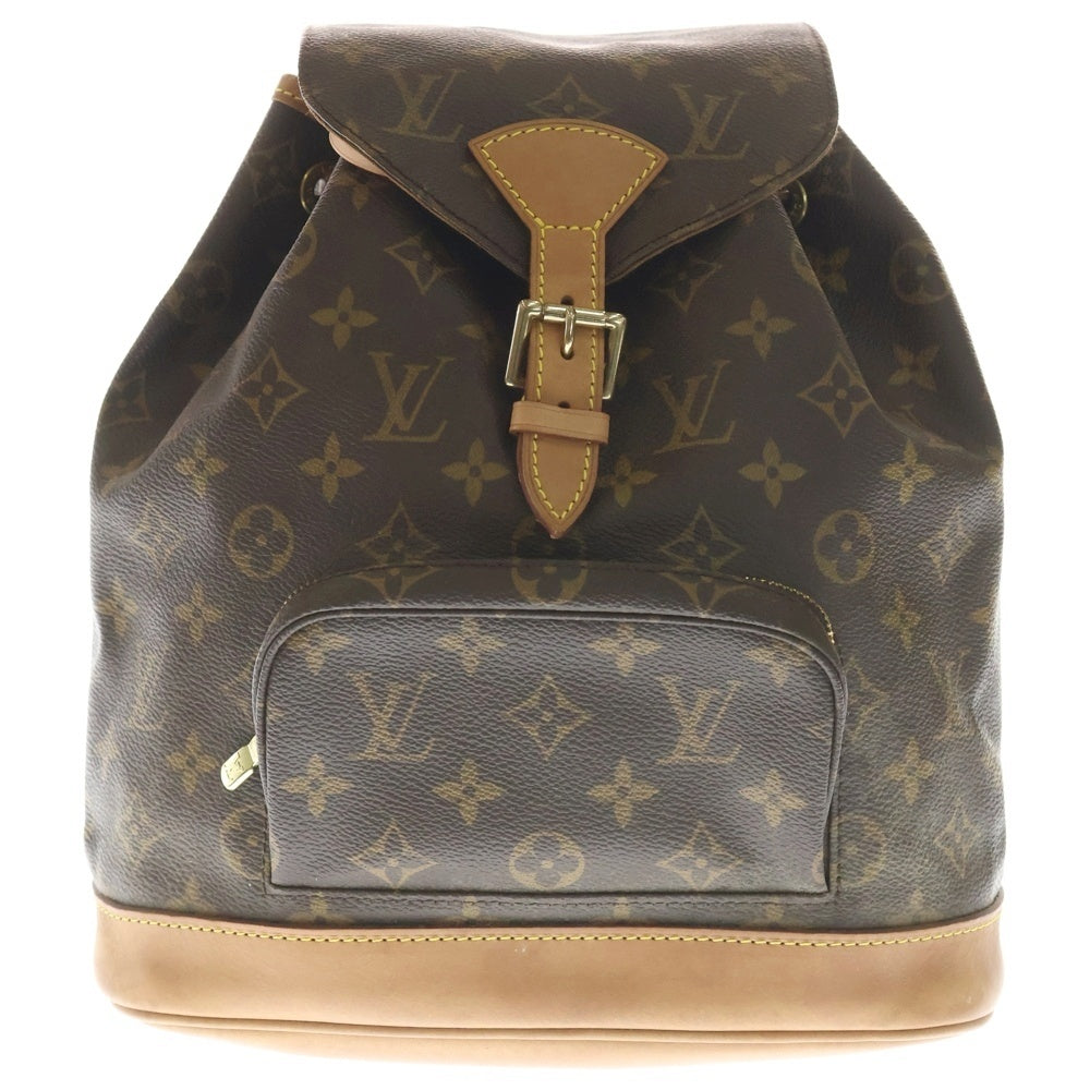 LOUIS VUITTON(ルイヴィトン) モノグラム モンスリMM リュックサック バックパック ブラウン レザー×PVC M51136 ゴールド金具 レディース