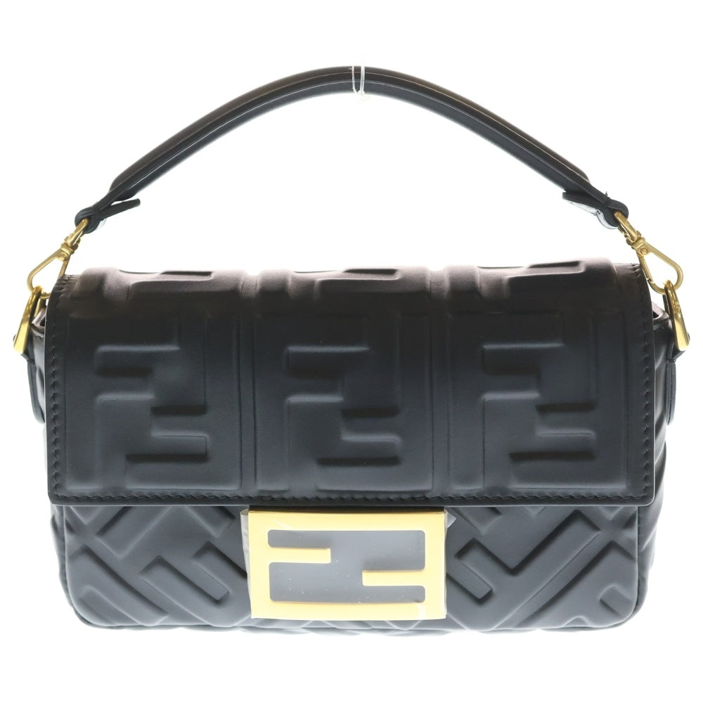 FENDI(フェンディ) ミニバケット スモール チェーンショルダーバッグ ブラック レザー ゴールド金具 8BS017 レディース