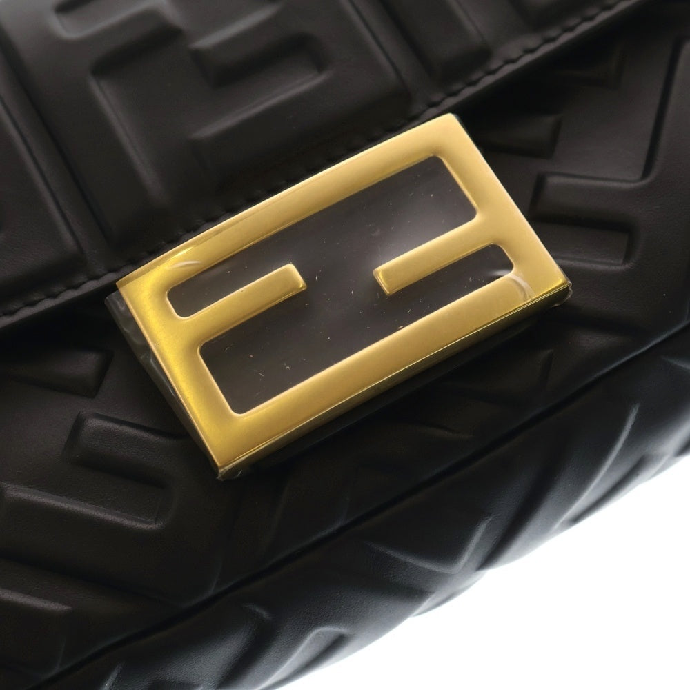 FENDI(フェンディ) ミニバケット スモール チェーンショルダーバッグ ブラック レザー ゴールド金具 8BS017 レディース