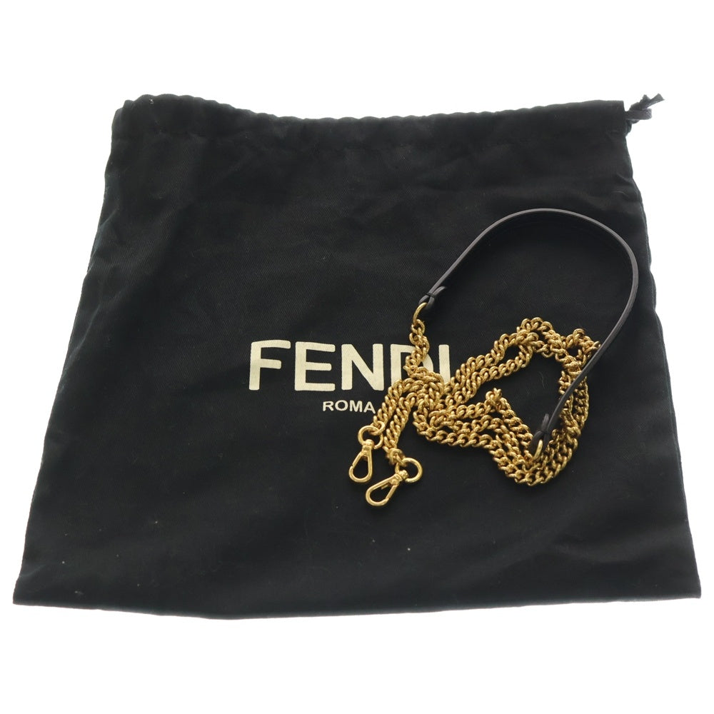 FENDI(フェンディ) ミニバケット スモール チェーンショルダーバッグ ブラック レザー ゴールド金具 8BS017 レディース
