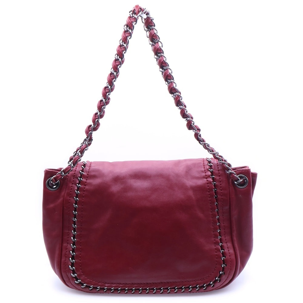 CHANEL(シャネル) ラグジュアリー チェーンショルダーバッグ レッド ラムスキン シルバー金具 レディース