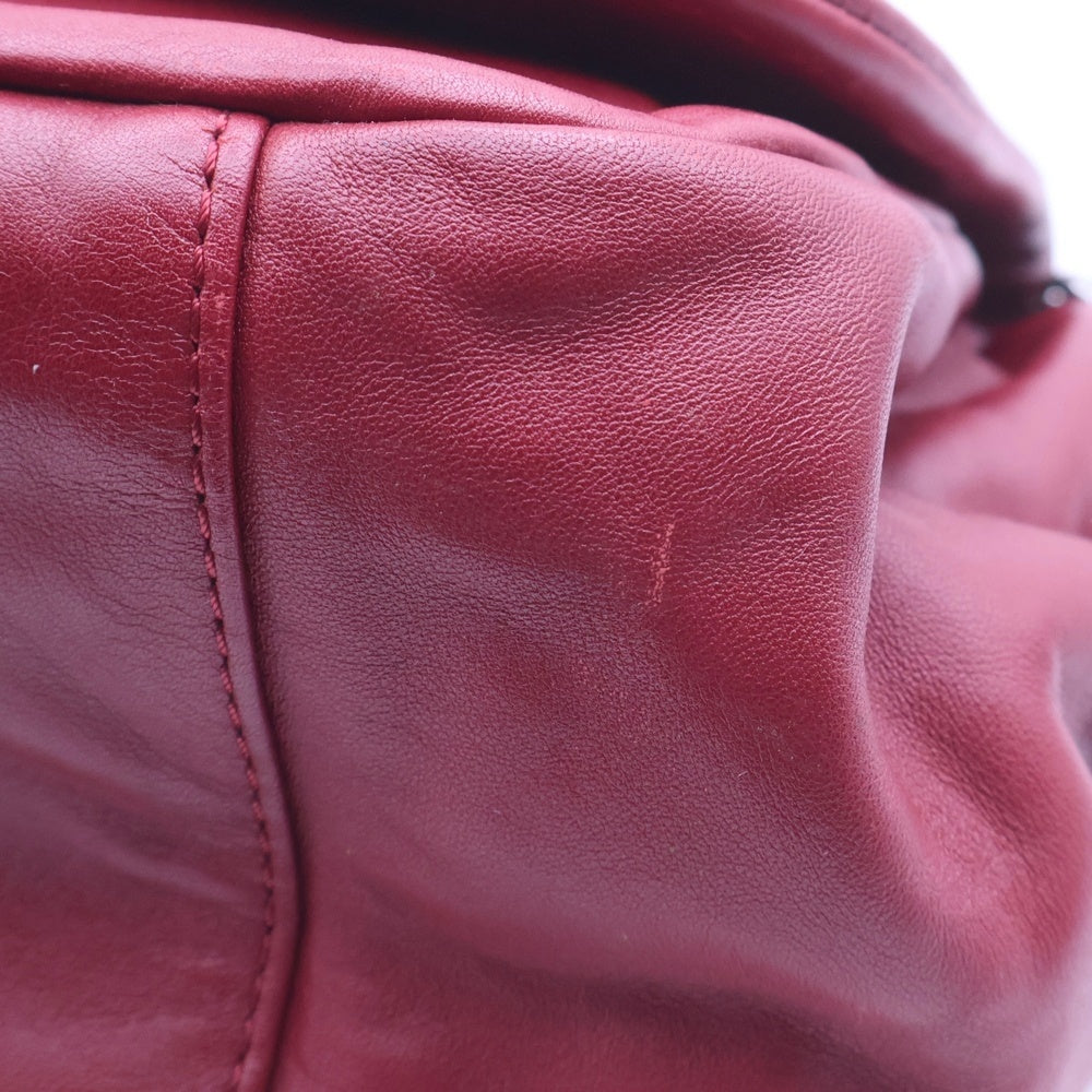 CHANEL(シャネル) ラグジュアリー チェーンショルダーバッグ レッド ラムスキン シルバー金具 レディース