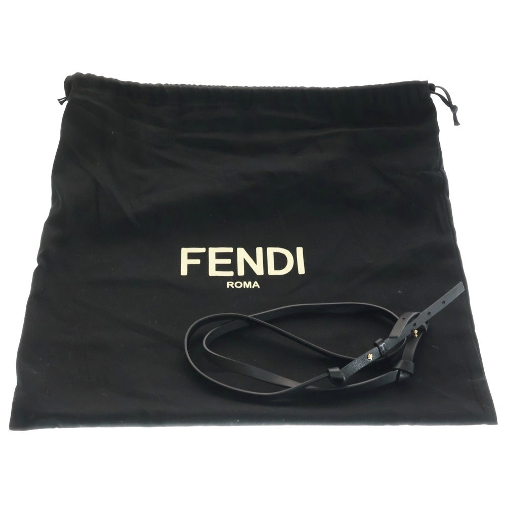 FENDI(フェンディ) FF スパイ スモール 2WAY レザーハンドバッグ ショルダーバッグ ブラック レザー 8BR383 ゴールド金具 レディース