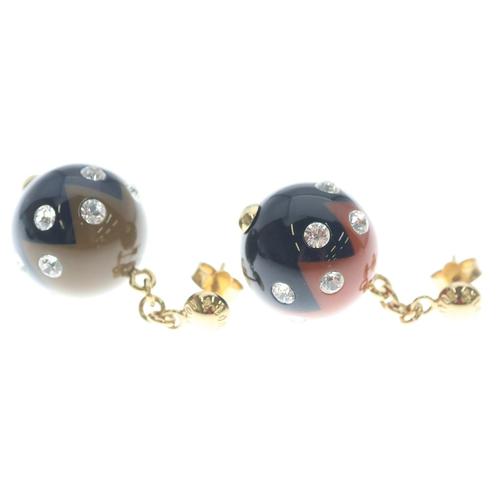 LOUIS VUITTON(ルイヴィトン) ブックルドレイユ・マグネティック ピアス ブラック×ブラウン GP M66397 ゴールド金具 レディース