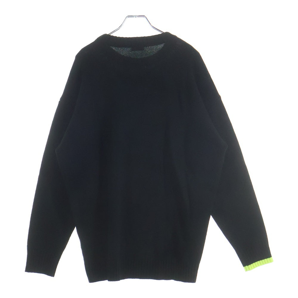 DIESEL(ディーゼル) ロゴジャガード プルオーバー クルーネック 長袖ニット セーター ブラック