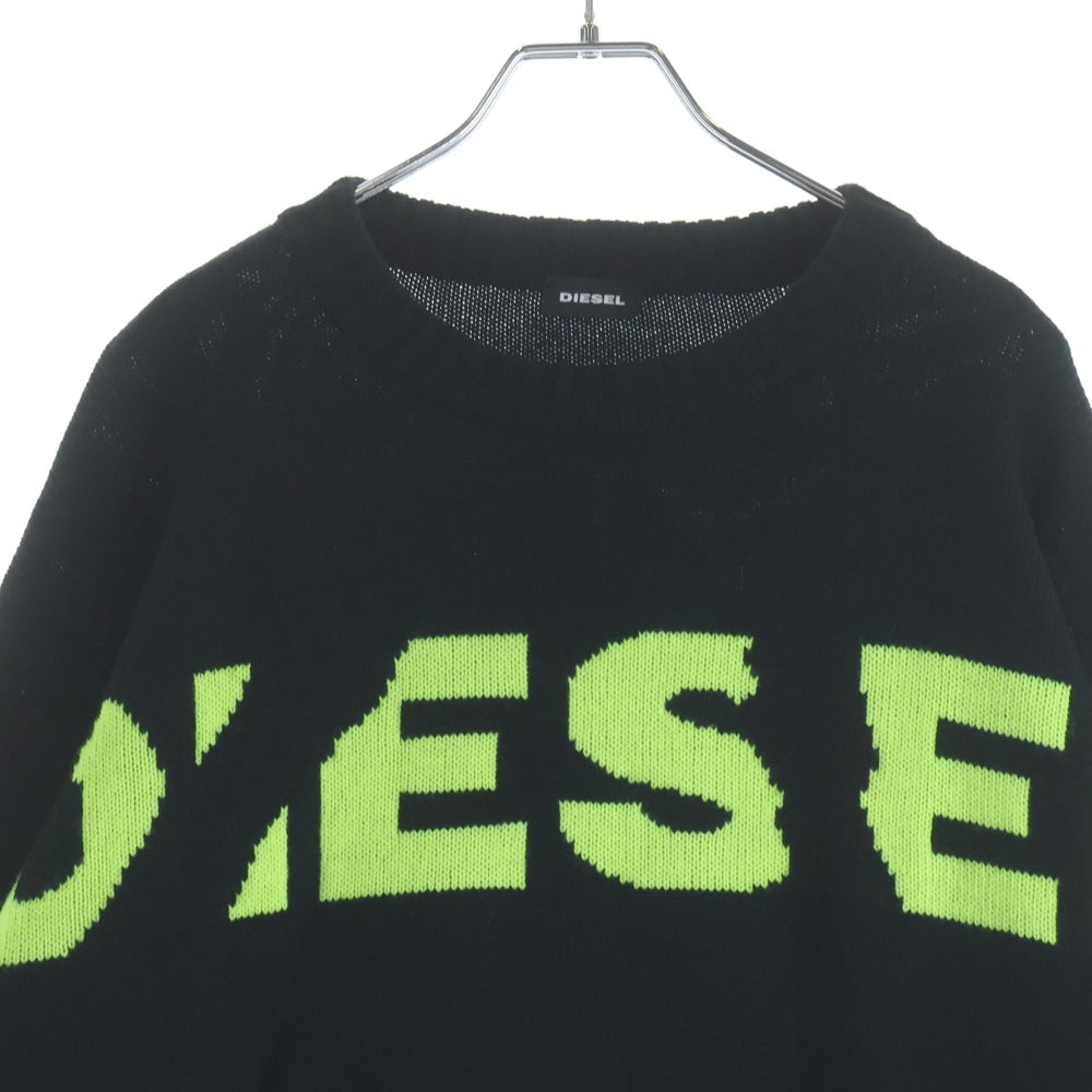 DIESEL(ディーゼル) ロゴジャガード プルオーバー クルーネック 長袖ニット セーター ブラック