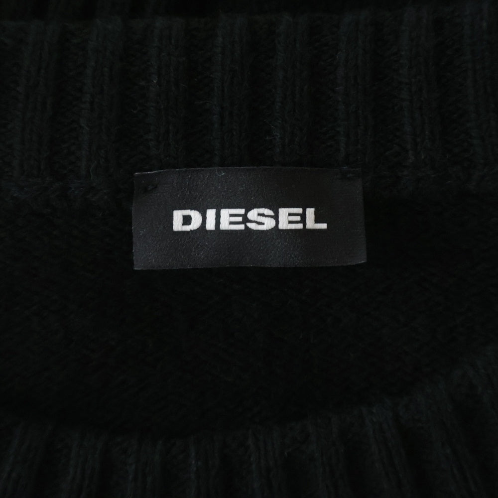 DIESEL(ディーゼル) ロゴジャガード プルオーバー クルーネック 長袖ニット セーター ブラック