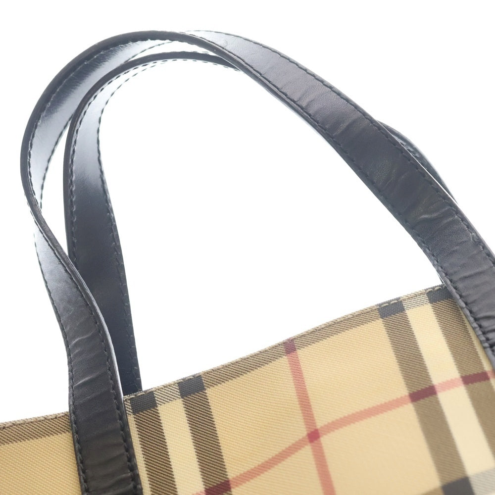 BURBERRY(バーバリー) ノバチェック柄 PVC レザー ハンド トートバッグ ベージュ レディース