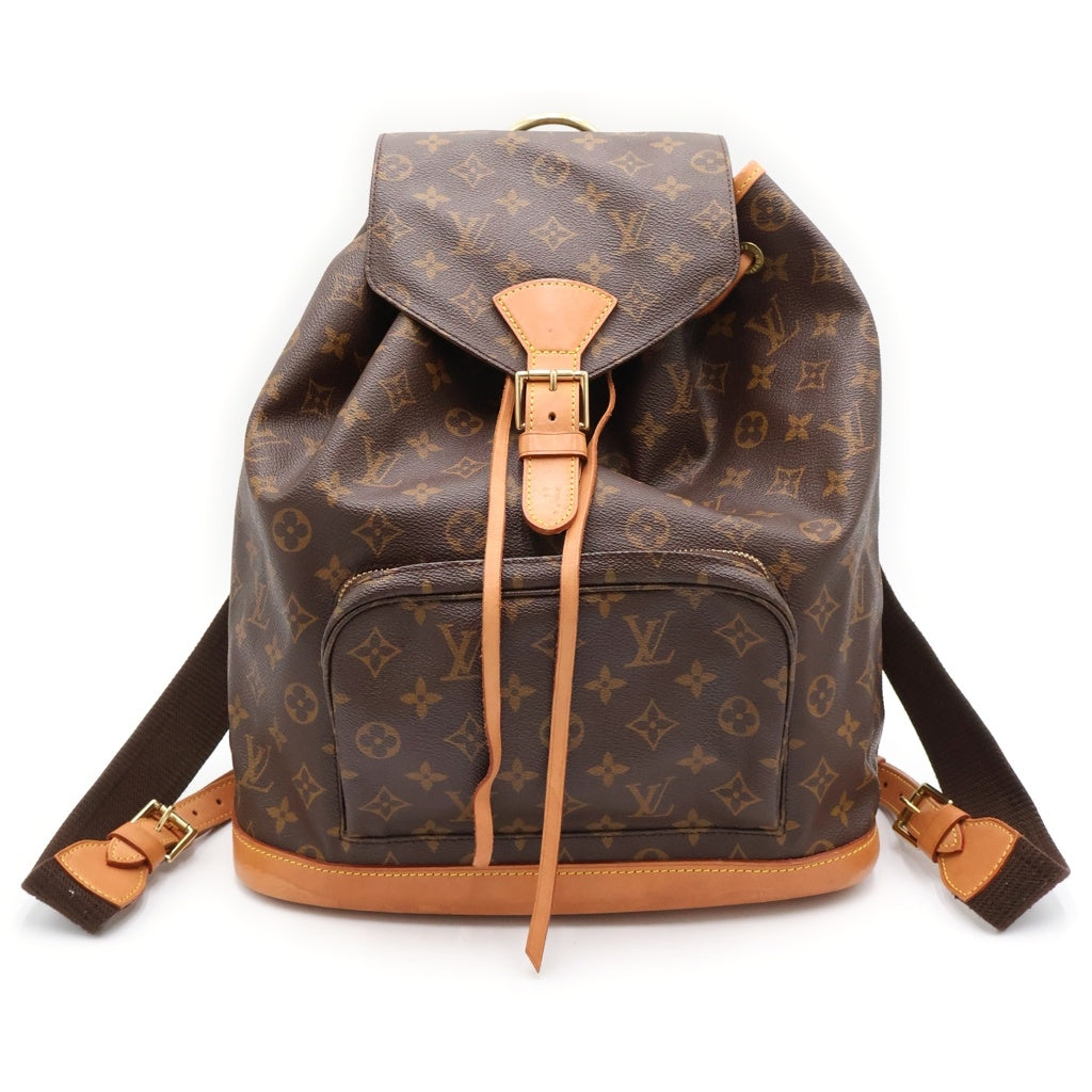 LOUIS VUITTON(ルイヴィトン) モノグラム モンスリMM リュックサック バックパック ブラウン PVCレザー M51136 ゴールド金具 レディース