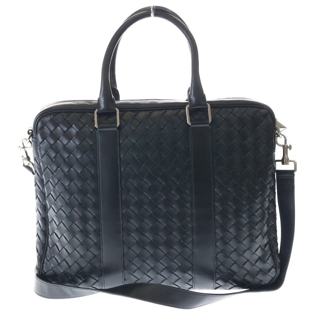BOTTEGA VENETA(ボッテガヴェネタ) イントレチャート レザー スリム 2WAY ハンド ショルダー ブリーフケース ビジネスバッグ ブラック 690702 レディース