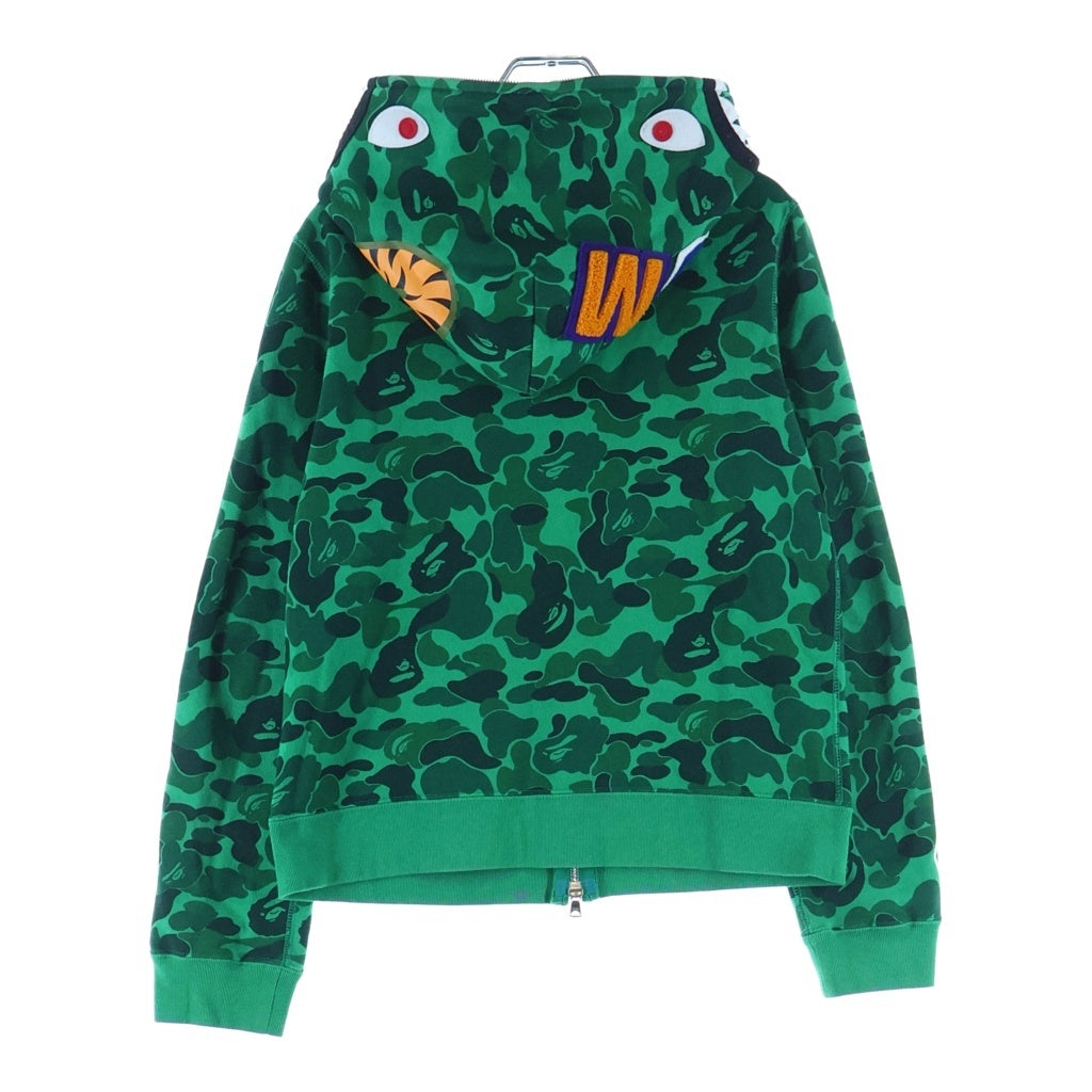 A BATHING APE(アベイシングエイプ) SHIBUYA CAMO SHARK FULL ZIP HOODIE シブヤ カモフラ シャーク フルジップ パーカー フーディー グリーン レディース