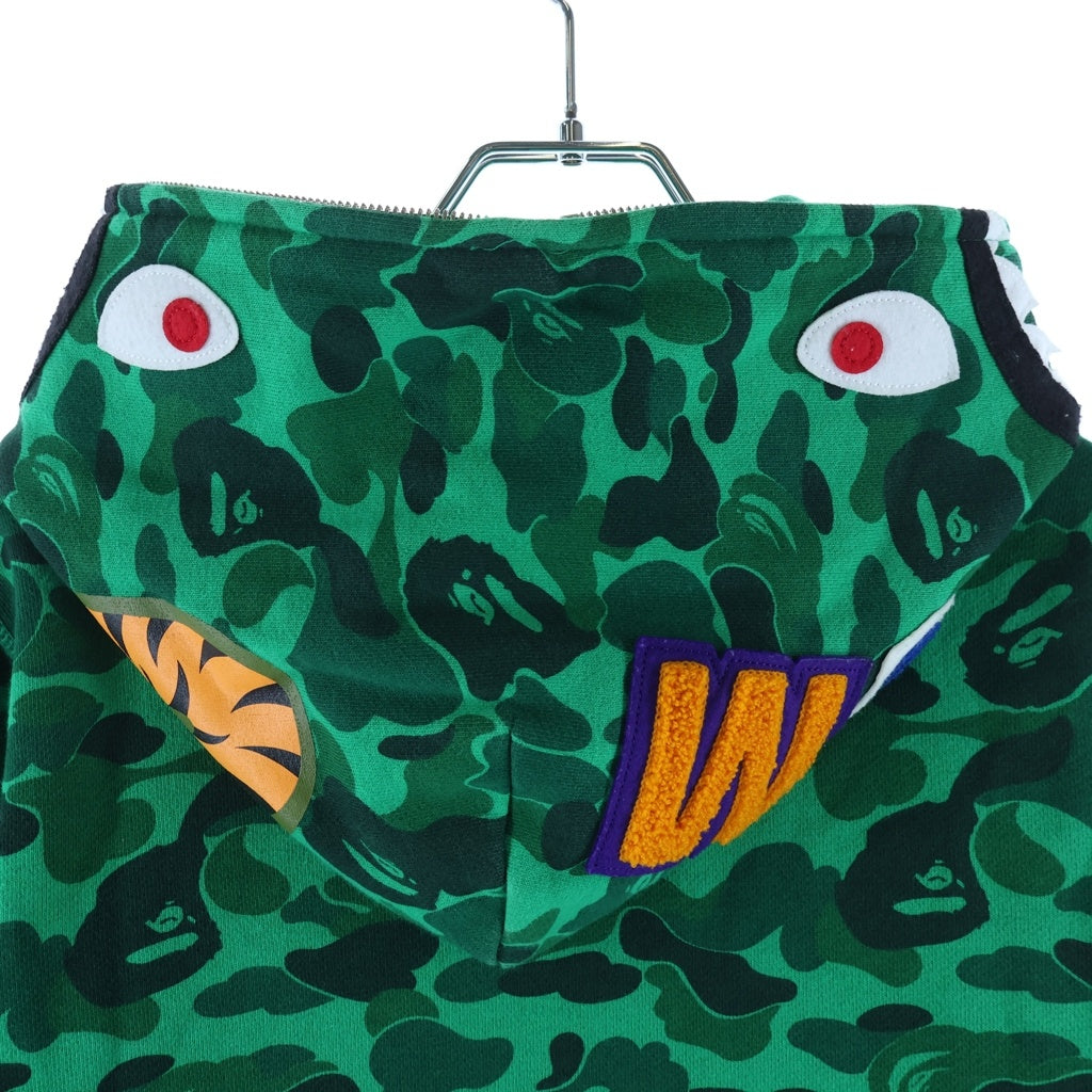 A BATHING APE(アベイシングエイプ) SHIBUYA CAMO SHARK FULL ZIP HOODIE シブヤ カモフラ シャーク フルジップ パーカー フーディー グリーン レディース