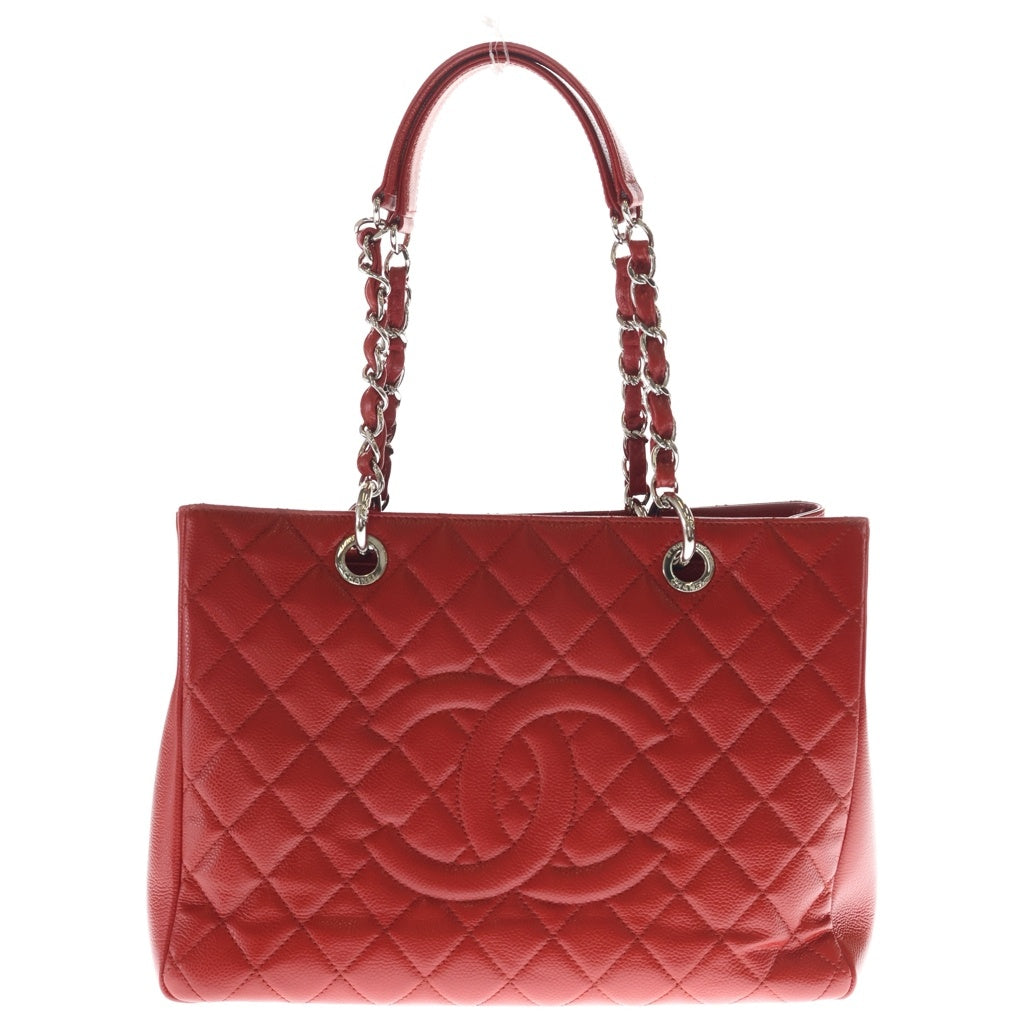 CHANEL(シャネル) マトラッセ ココマーク PST ハンドバッグ トートバッグ レッド キャビアスキン シルバー金具 レディース