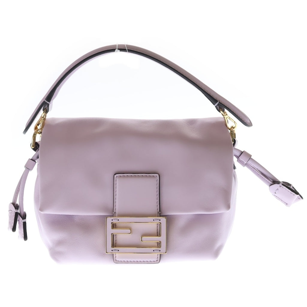 FENDI(フェンディ) マンマバケット ナッパレザー ショルダーバッグ ミニバッグ ライトパープル レザー 8BS105 ゴールド金具 レディース