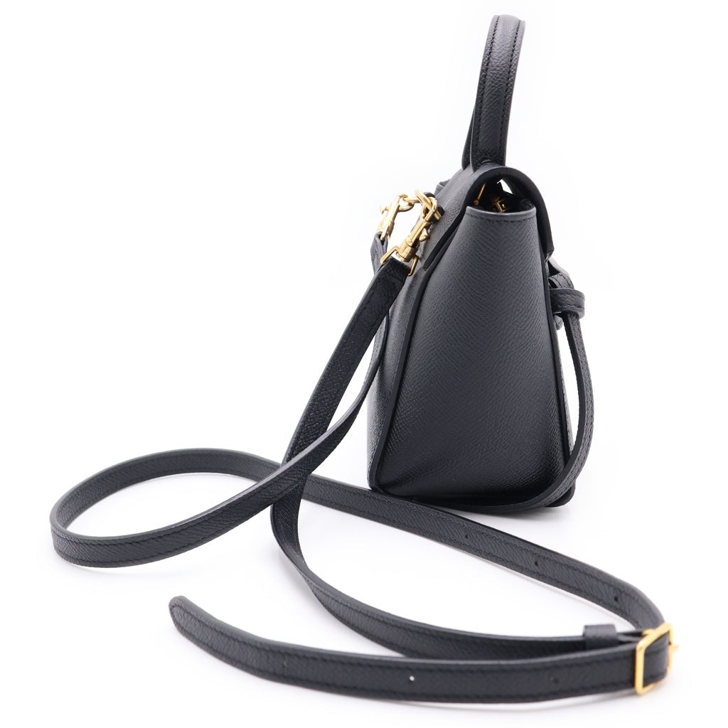 CELINE(セリーヌ) ベルトバッグ ハンドバッグ ピコ 2WAYバッグ ハンドバッグ ショルダーバッグ ブラック レザー ゴールド金具 レディース