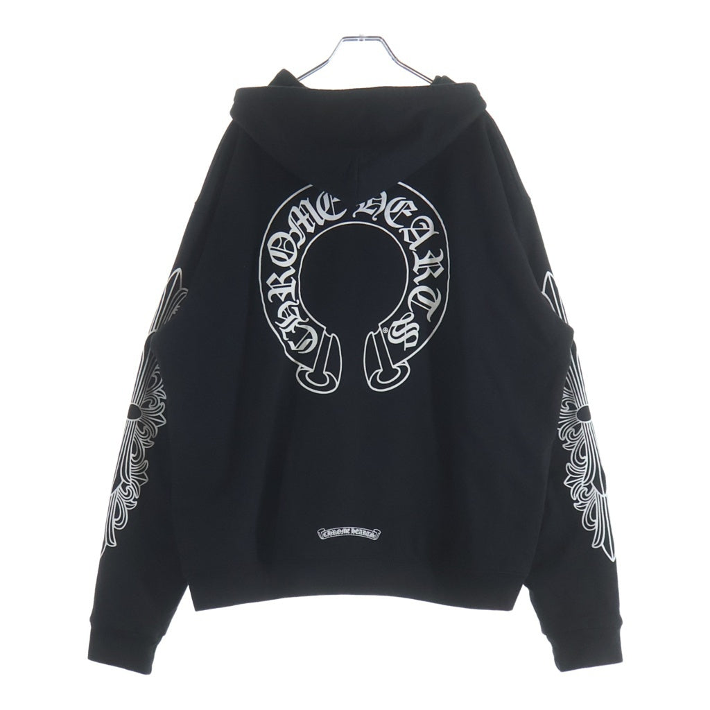CHROME HEARTS(クロムハーツ) ダガージップ バックホースシュープリント ジップアップスウェットパーカー フーディー ブラック #L