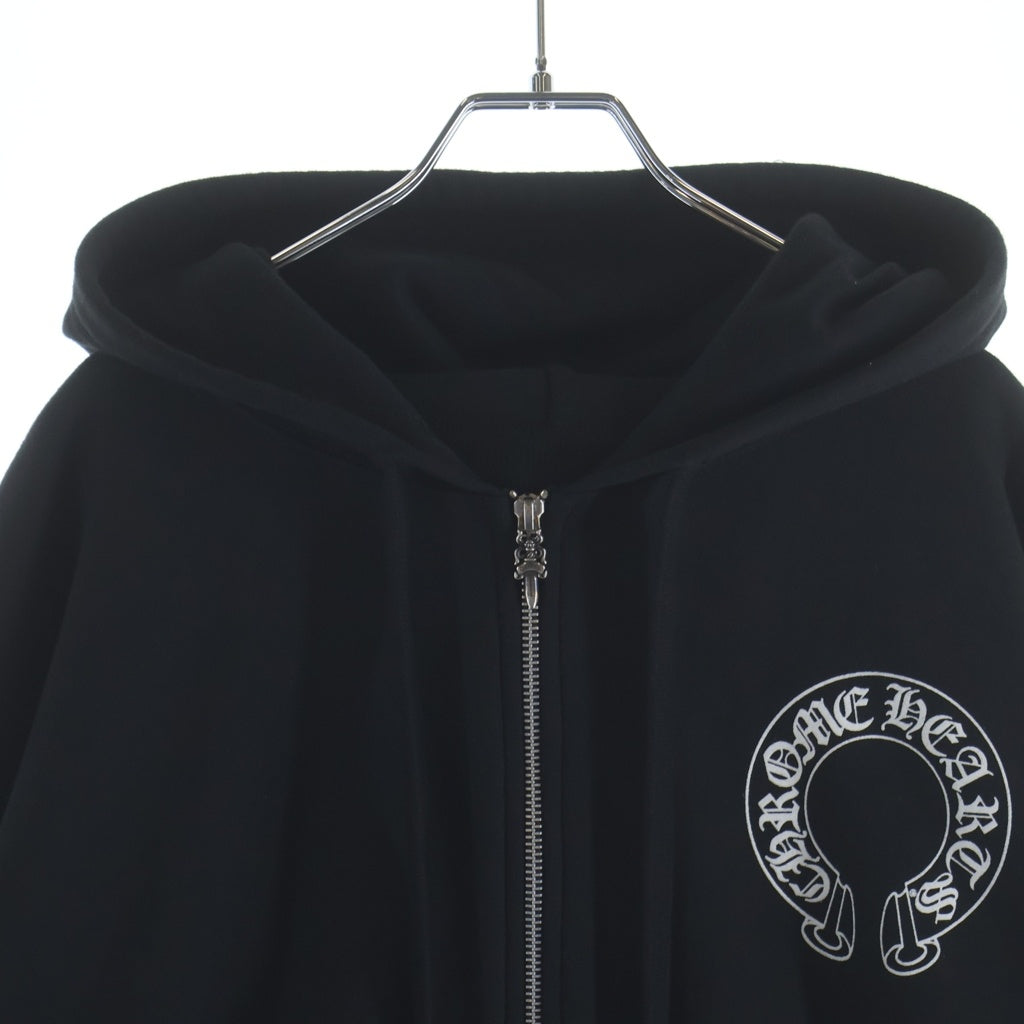 CHROME HEARTS(クロムハーツ) ダガージップ バックホースシュープリント ジップアップスウェットパーカー フーディー ブラック #L