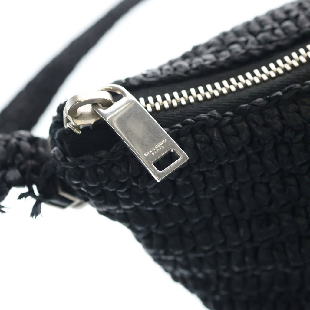 SAINT LAURENT PARIS(サンローランパリ) ル・ラフィア クロスボディバッグ ショルダーバッグ ブラック GUE667490・1122 シルバー金具 レディース