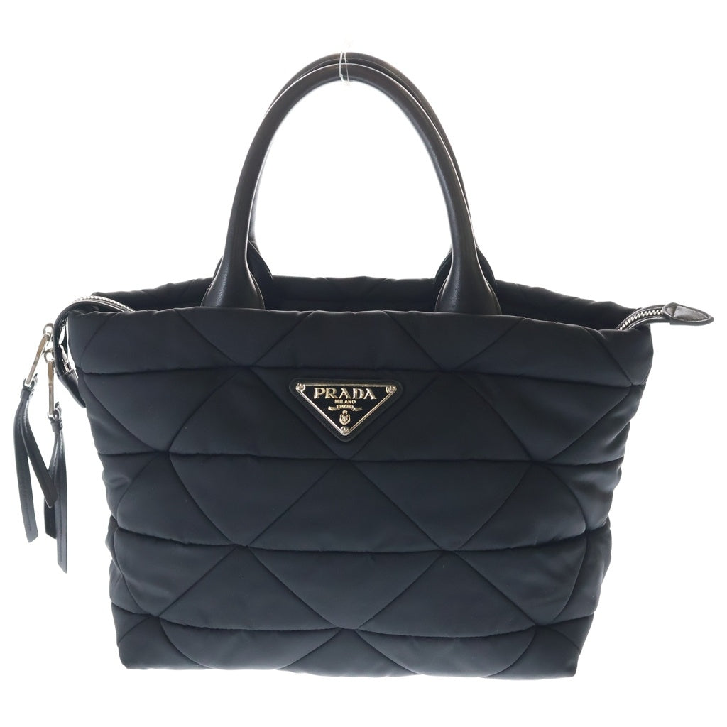 PRADA(プラダ) リナイロン ミディアムパデット 2WAYバッグ ハンドバッグ ショルダーバッグ ブラック レザー×ナイロン 1BG436 シルバー金具 レディース