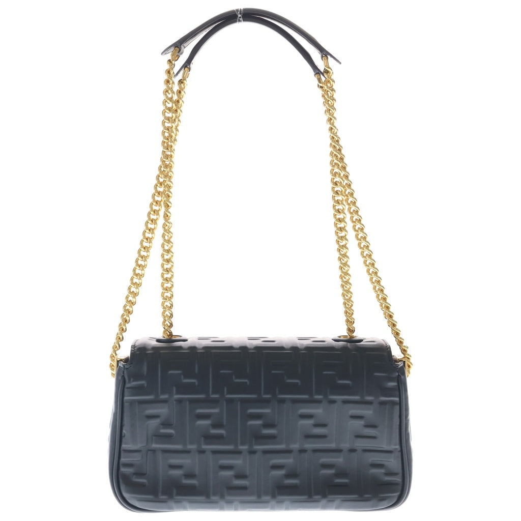FENDI(フェンディ) バケットチェーンバッグ FF柄 ショルダーバッグ ブラック レザー 8BR793 ゴールド金具 レディース