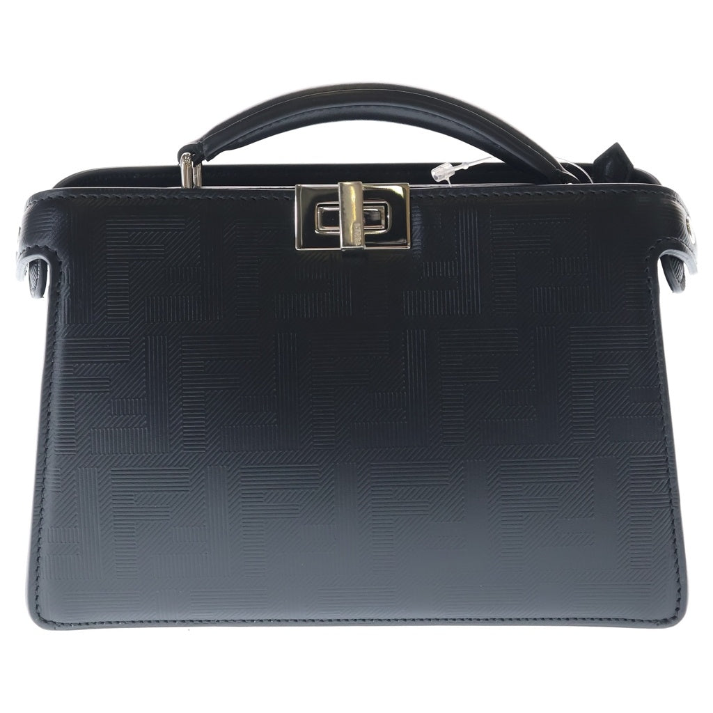FENDI(フェンディ) ピーカブ アイシーユー エッククロス 2wayハンドバッグ ショルダーバッグ ブラック レザー 7VA582 シルバー金具 レディース