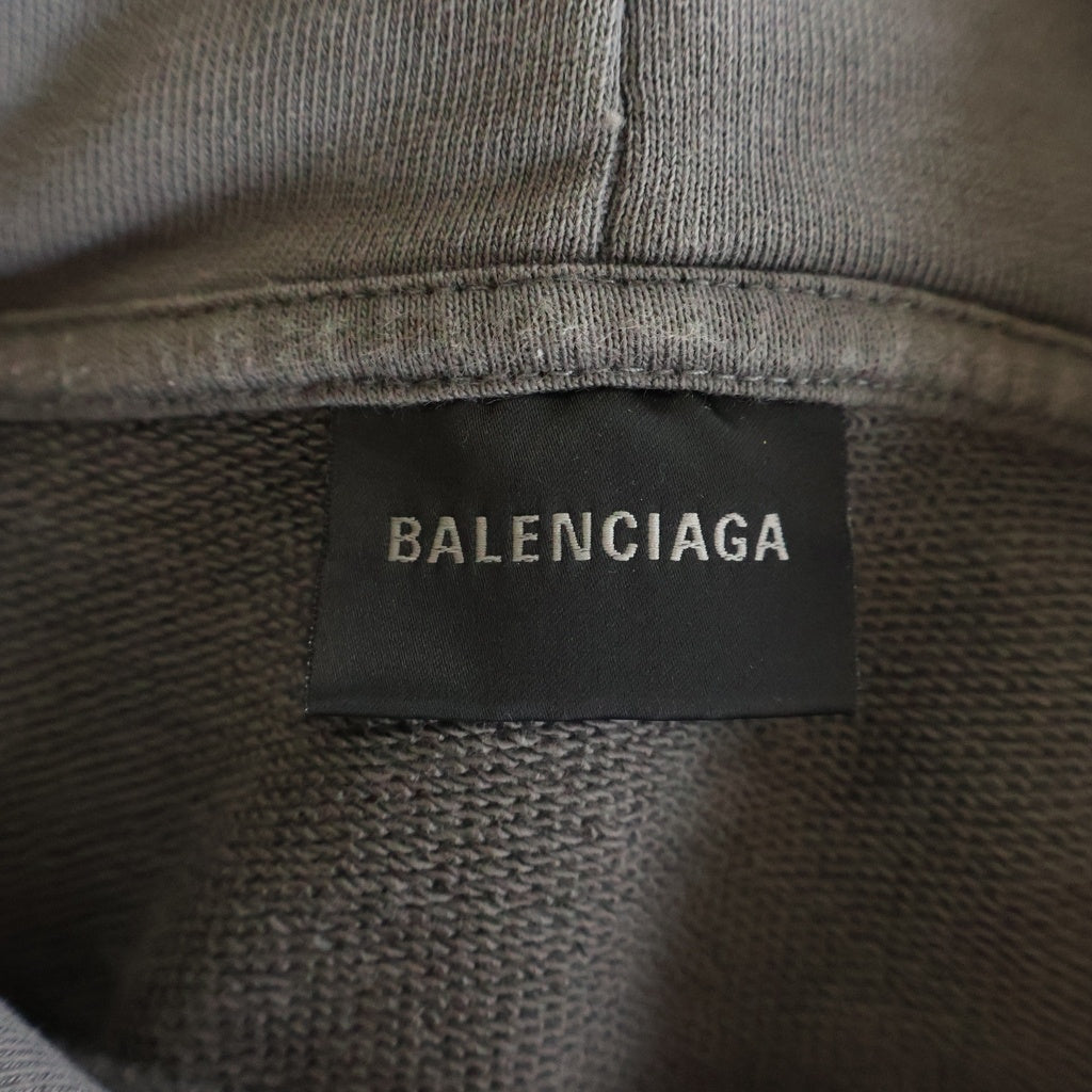BALENCIAGA(バレンシアガ) フロントロゴ刺しゅう プルオーバーパーカー フーディー グレー 600583