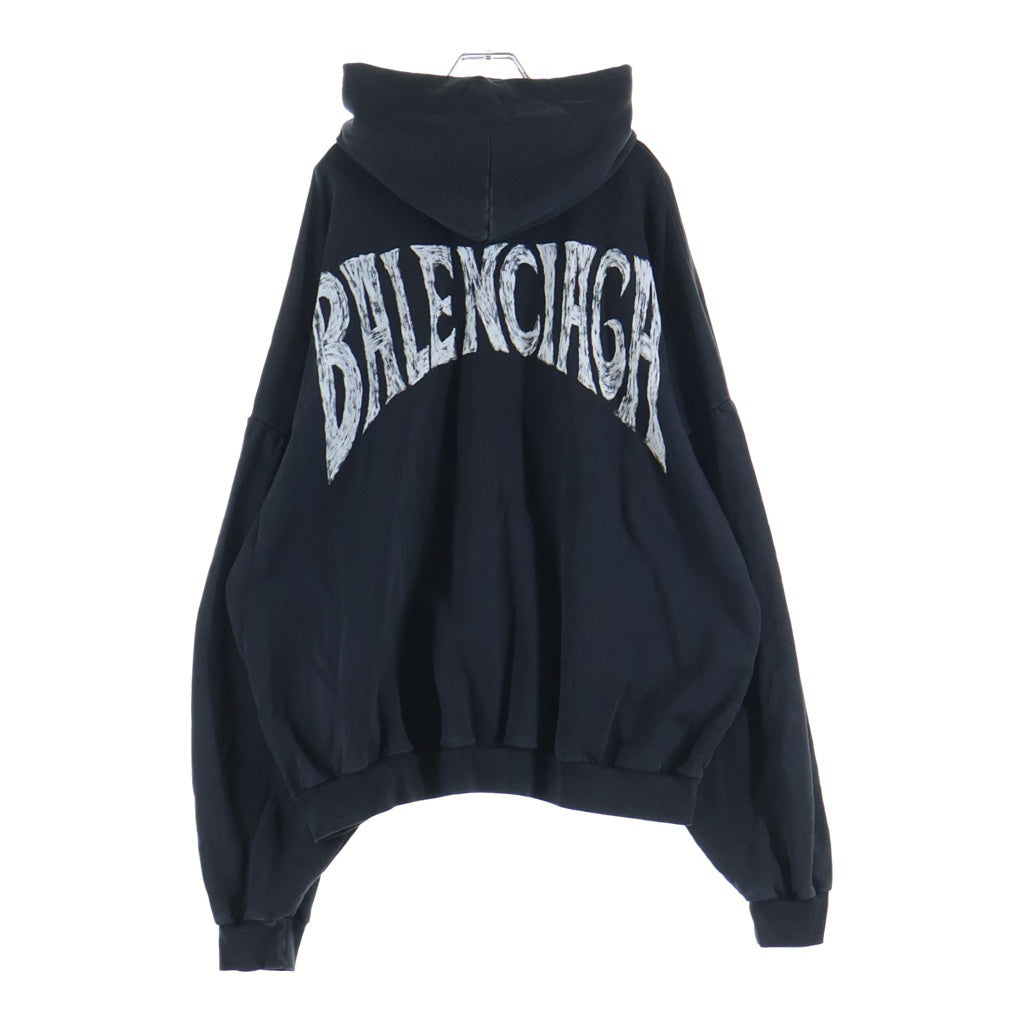 BALENCIAGA(バレンシアガ) 24AW Tropical Round Hoodie トロピカルラウンドフーディー プルオーバーパーカー ブラック 761458