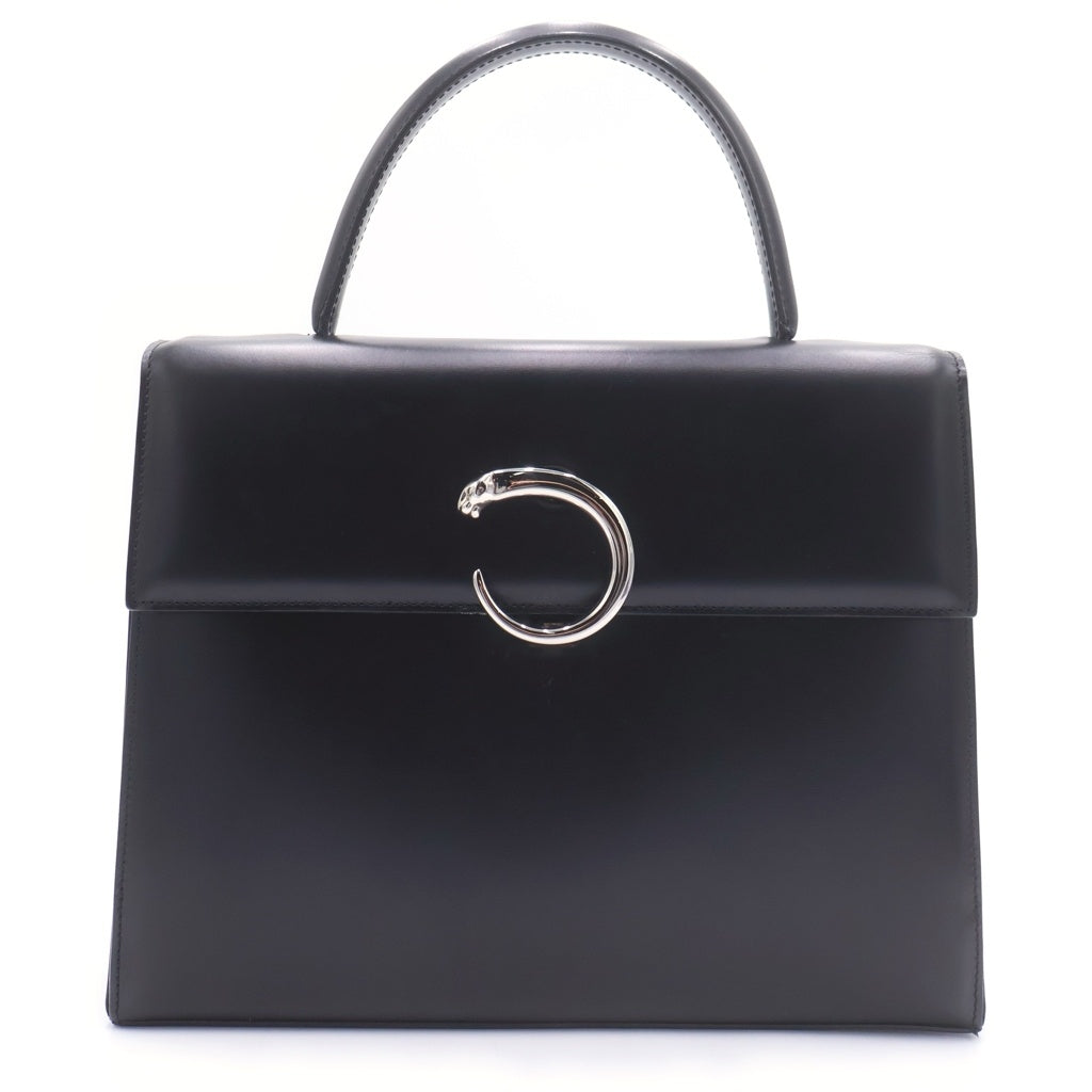 Cartier(カルティエ) パンテール レザー ハンドバッグ ブラック シルバー金具 L1000512 レディース