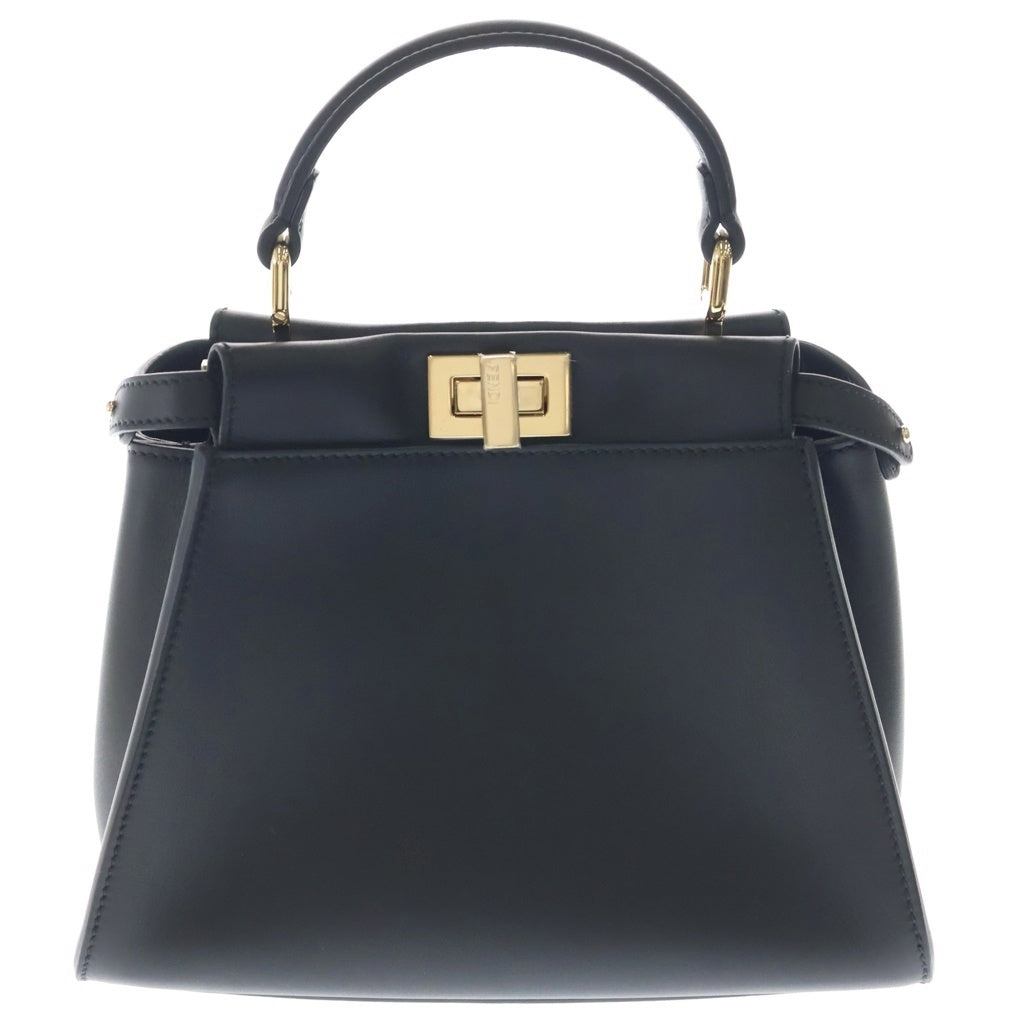 FENDI(フェンディ) ピーカブー セレリア ミニ レザー 2WAY ハンド ショルダーバッグ ゴールド金具 ブラック 8BN244 レディース