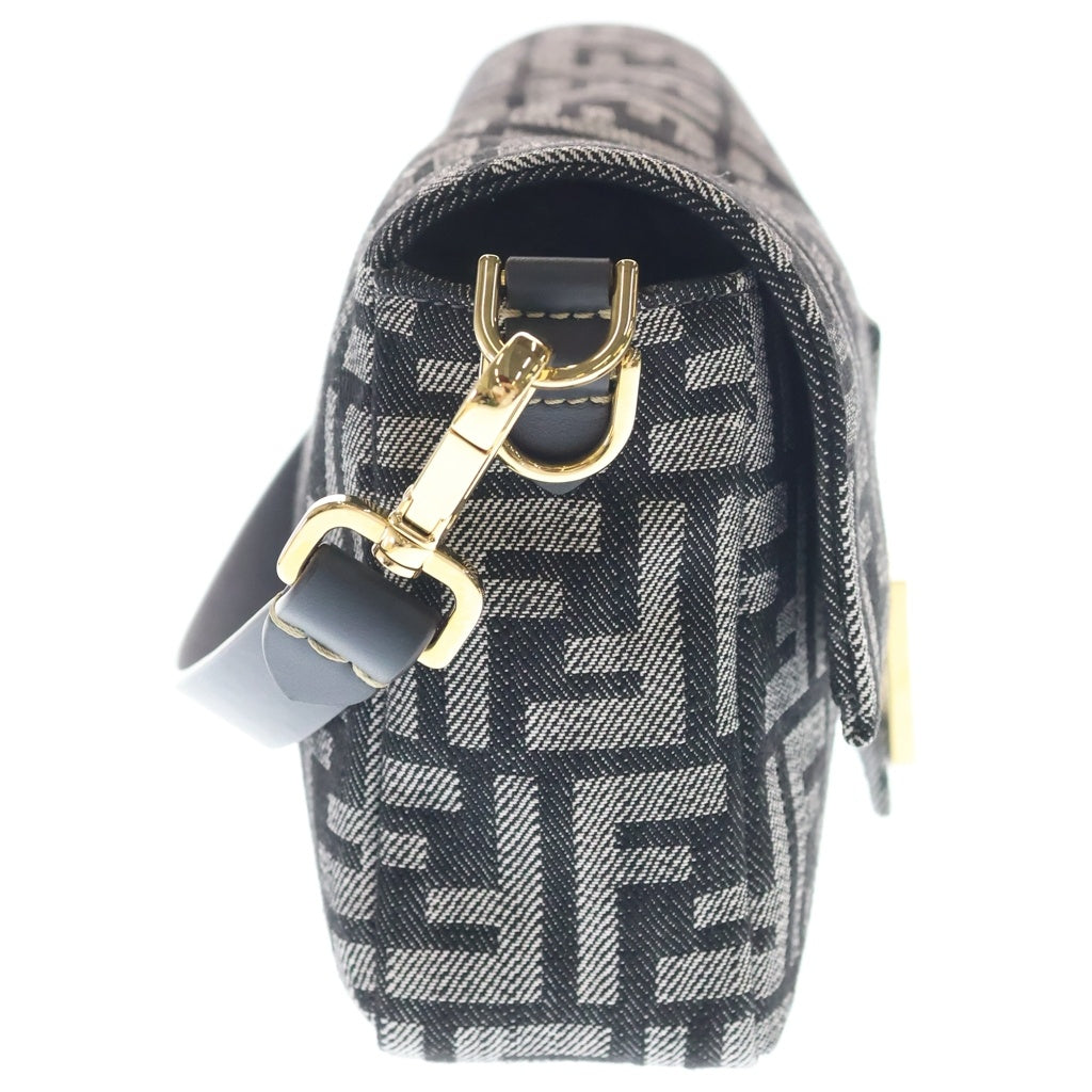FENDI(フェンディ) 26SS FFジャガード マンマバゲット デニム 2WAY ショルダーバッグ ハンドバッグ ファブリック 8BR600 グレー/ブラック レディース