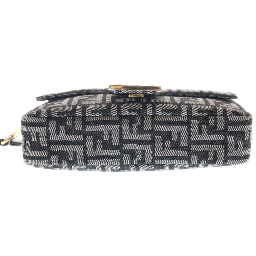 FENDI(フェンディ) 26SS FFジャガード マンマバゲット デニム 2WAY ショルダーバッグ ハンドバッグ ファブリック 8BR600 グレー/ブラック レディース