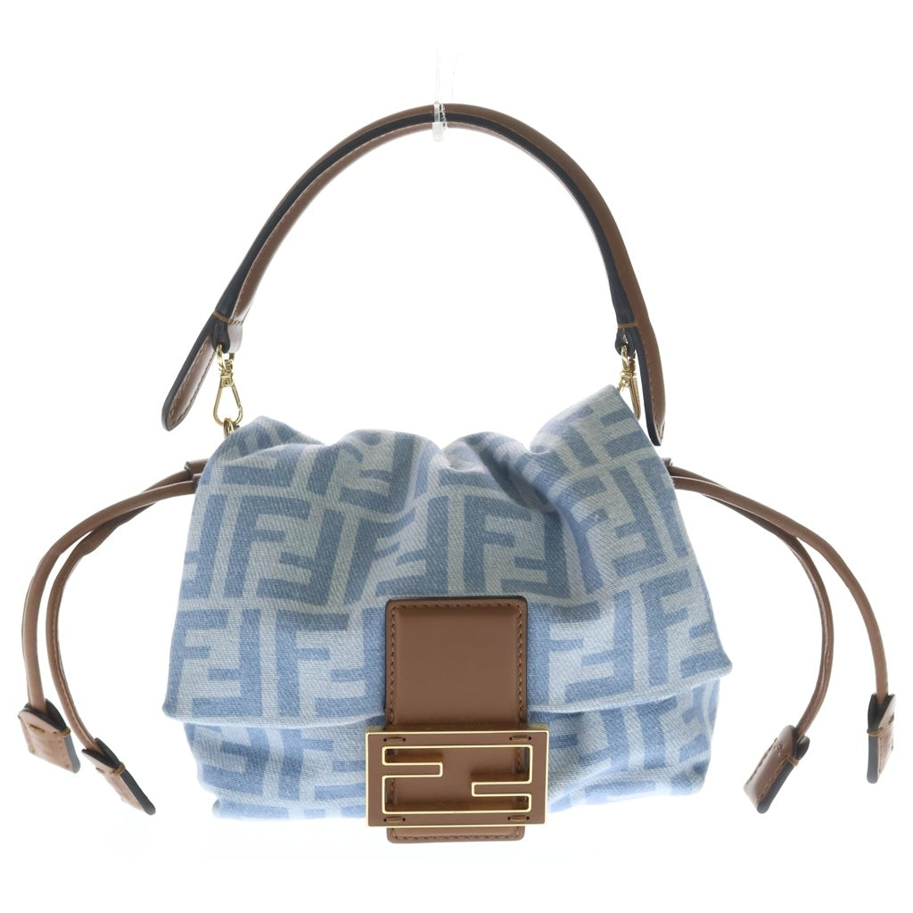 FENDI(フェンディ) マンマバゲット スモール デニム ズッカ柄 FFデニム 2WAY ハンドバッグ ショルダーバッグ 8BS105 ブルー/ブラウン レディース