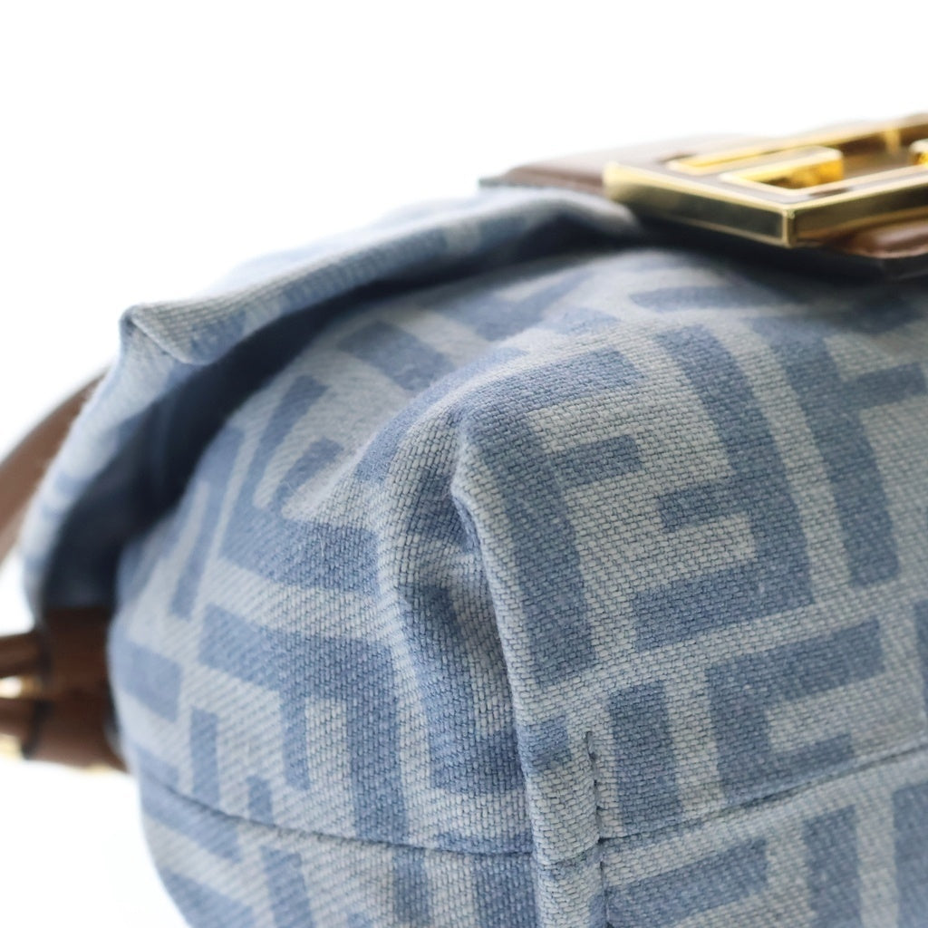 FENDI(フェンディ) マンマバゲット スモール デニム ズッカ柄 FFデニム 2WAY ハンドバッグ ショルダーバッグ 8BS105 ブルー/ブラウン レディース