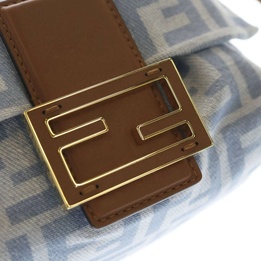FENDI(フェンディ) マンマバゲット スモール デニム ズッカ柄 FFデニム 2WAY ハンドバッグ ショルダーバッグ 8BS105 ブルー/ブラウン レディース