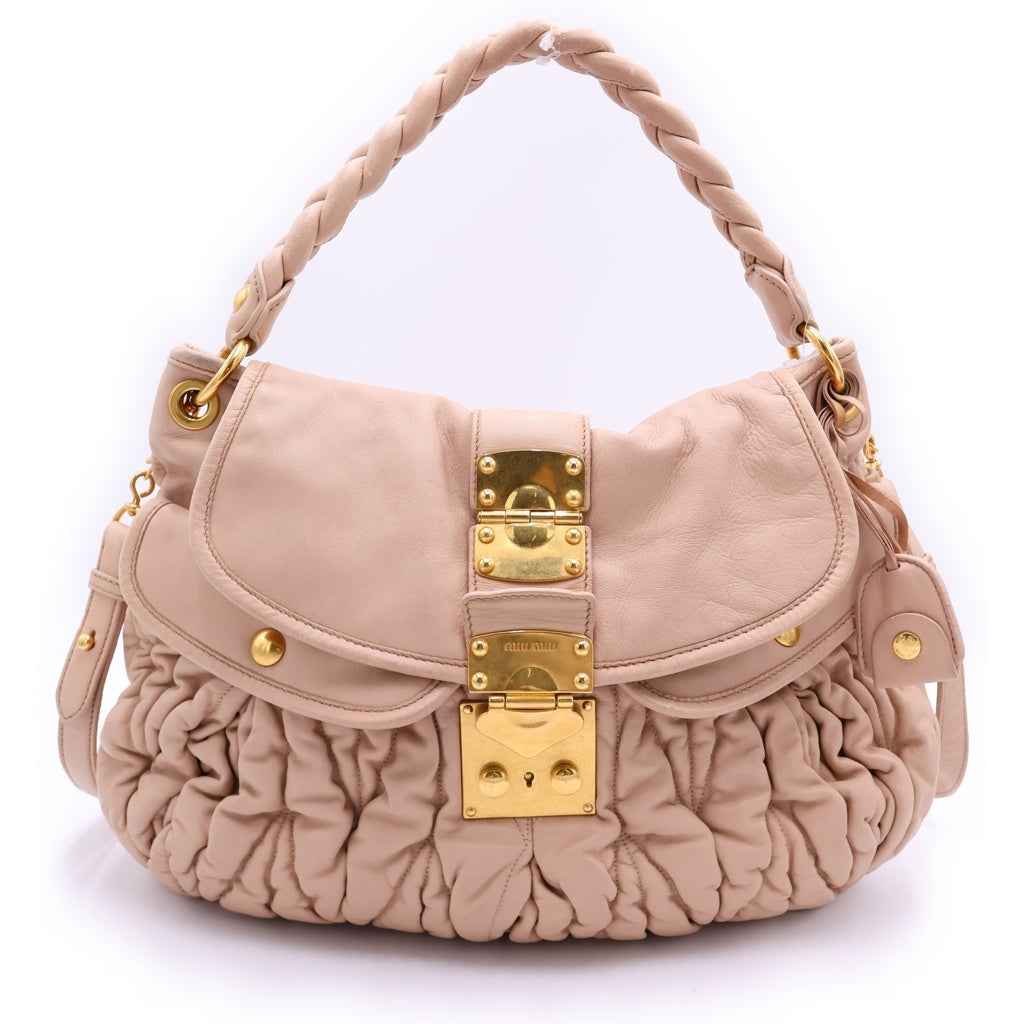 miumiu(ミュウミュウ) マテラッセ 2wayハンドバッグ ベージュ系 GD金具 袋 レディース