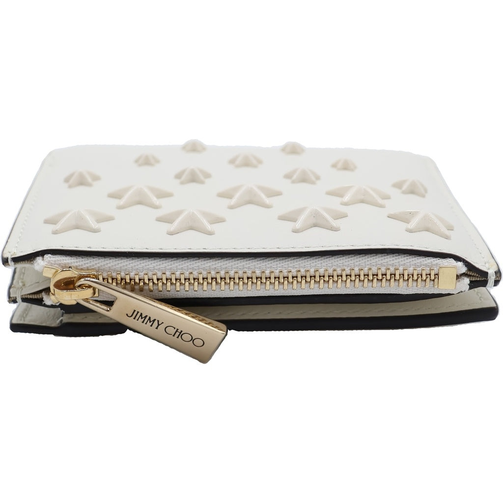 JIMMY CHOO(ジミーチュウ) NEMO AOR スタースタッズ コンパクトウォレット 二つ折財布 レザー ホワイト レディース