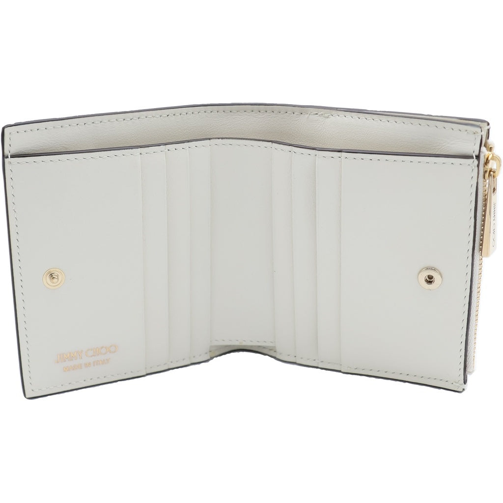 JIMMY CHOO(ジミーチュウ) NEMO AOR スタースタッズ コンパクトウォレット 二つ折財布 レザー ホワイト レディース